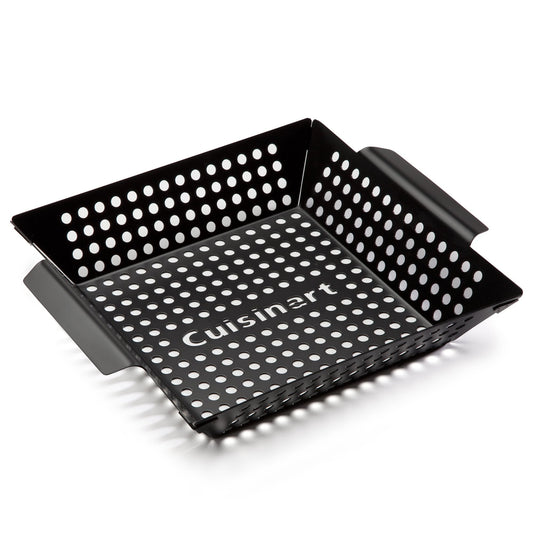 Cuisinart 11" x 11" Non-Stick Grill Wok, Perforated BBQ Grill Basket for Grilling Veggies, Meat & Stir-Fry, Outdoor Grilling Basket for Charcoal and Gas Grills