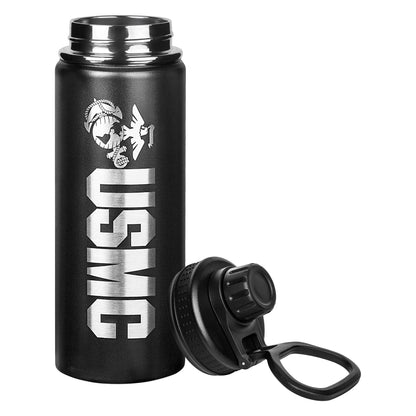 USMC 20oz Water Bottle | Marine Corps Double Wall Vacuum Insulated Stainless Steel | Disabled Vet Owned Business | USMC 20oz Water Bottle