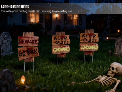 Halloween Decorations, 3 Pack 15" x 12" Yard Signs Stakes Props Outdoor Decor Scary Zombie Vampire Graves Holiday Party Supplies