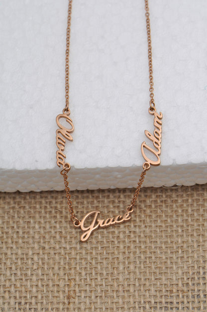 GR35Z9 Custom Name Necklace with 4 Names for Women Personalized Multiple Names Necklace 18k Gold Plated Stainless Steel Initial Pendant Jewelry Gift for Mother Day