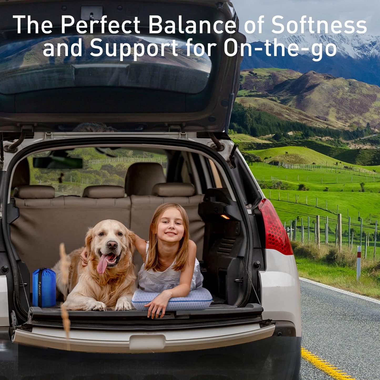 Cooling Travel & Camping Memory Foam Pillow for Sleeping,Contoured Support Medium Firm Small Travel Pillows for Airplanes & Backpacking Car Toddler Kids Compact Lightweight, Breathable Washable Cover