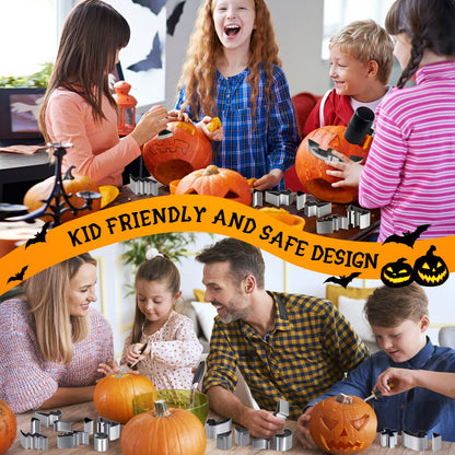 Halloween Pumpkin Carving Kit, 21 PCS Safe and Easy Pumpkin Carving Tools with Stainless Steel Stencils for Halloween Decoration, DIY Cookie Cutters for Kids Adults