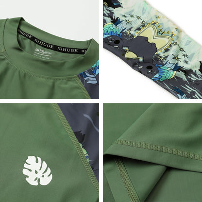 HUGE SPORTS Men's Rash Guard Long Sleeves UPF 50+ UV Sun Protection Quick Drying Splice Compression Swim Shirts