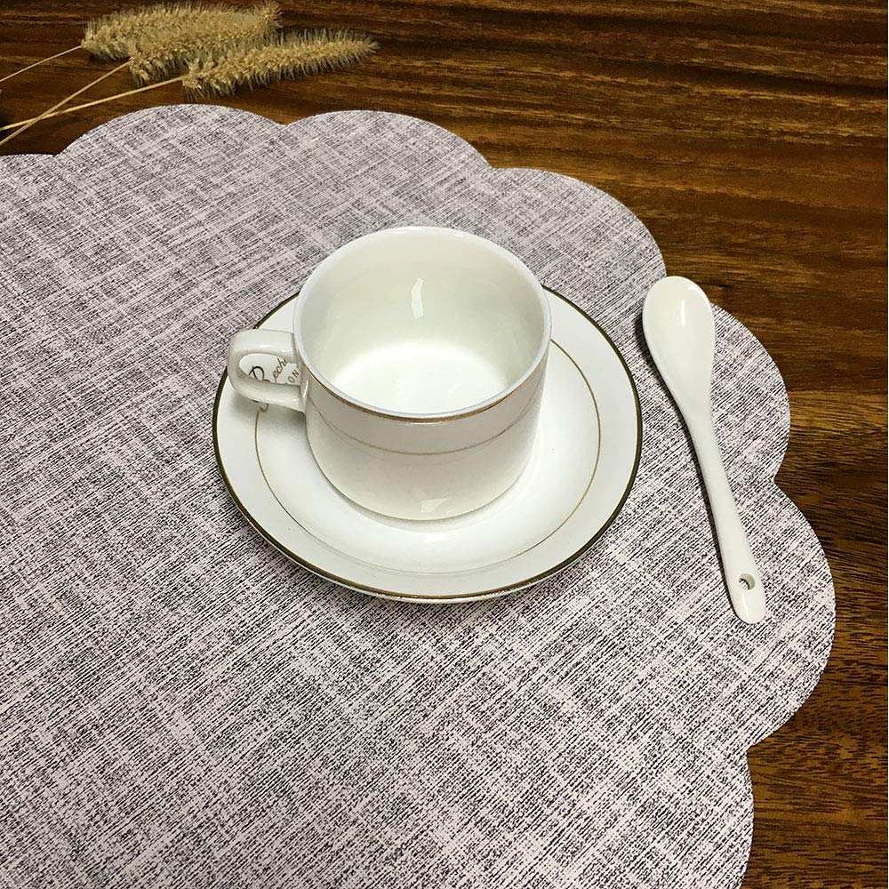 Kreatur Round Waterproof Placemats for Dining Table Set of 6,Modern PU Leather Washable Table Mats Non-Slip Easy to Clean for Home Kitchen Decor