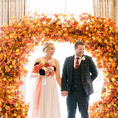 FACINOC Roses Artificial Flowers Fall Orange Black Bouquet Box Set for DIY Halloween Wreath Autumn Wedding Bridal Shower Decorations Party Table Centerpieces Fake Floral Arrangement Home Decor Indoor