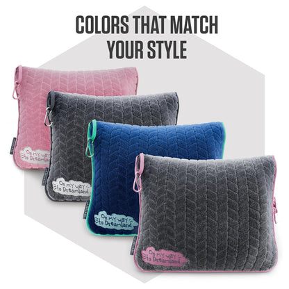 VENTURE 4TH Travel Blanket Pillow – Premium Ultra-Soft & Warm 2-in-1 Blanket or Pillow for Airplane, Car & Bus – Compact, Lightweight & Portable – Lint-Free, No Shedding, No Pilling - Gray/Pink