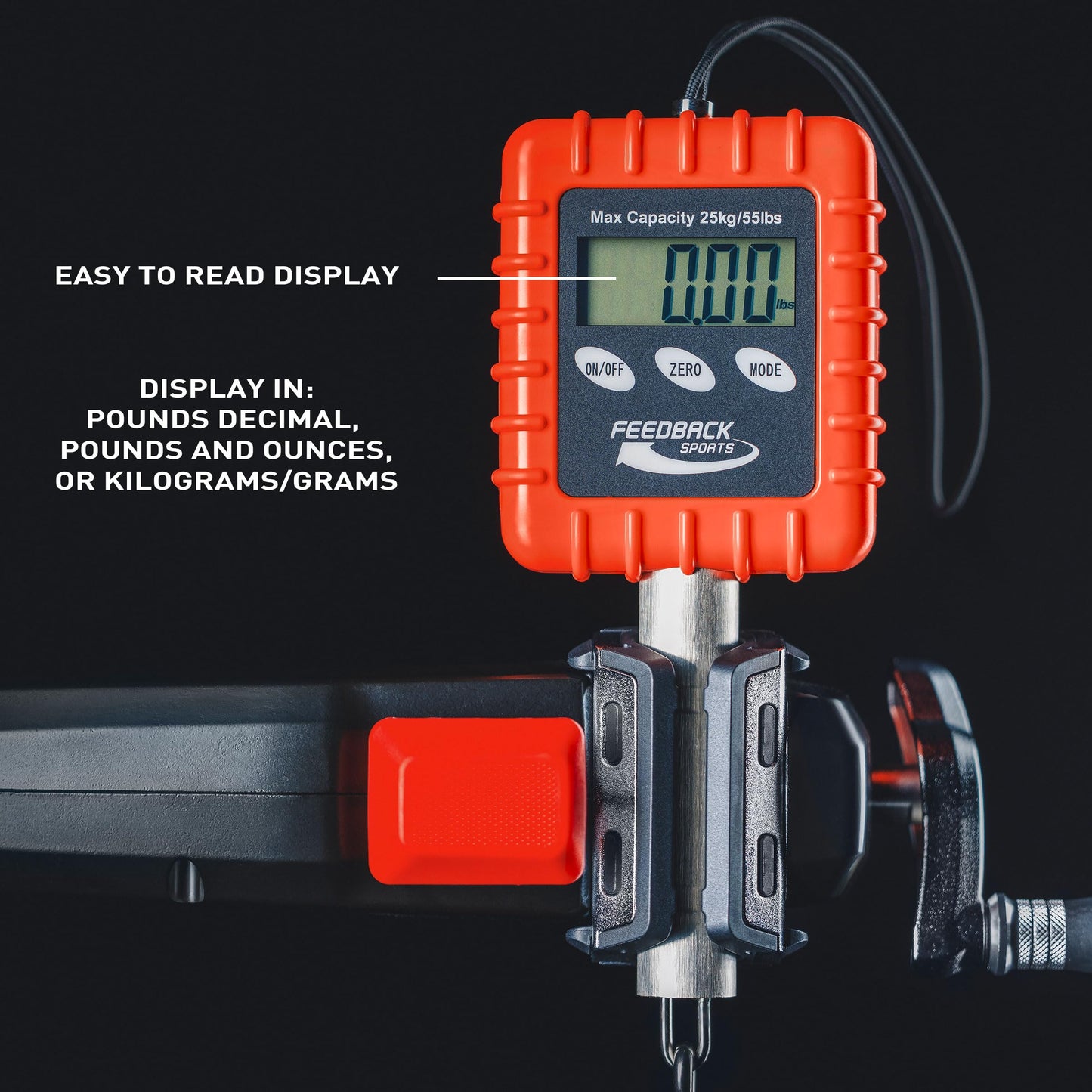 Feedback Sports | Alpine Digital Hanging Scale | for Bicycle, Backpacking, Gear, Luggage | Pounds, Ounces, Grams, Kilograms | 55lbs Capacity