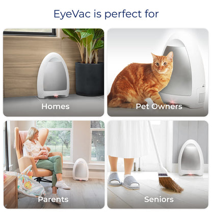 EyeVac Home Touchless Vacuum Automatic Dustpan - Great for Sweeping Pet Hair Food Dirt Kitchen - Ultra Fast & Powerful, No More Bending Down, Bagless, Corded, Automatic Sensors, 1000 Watt (White)