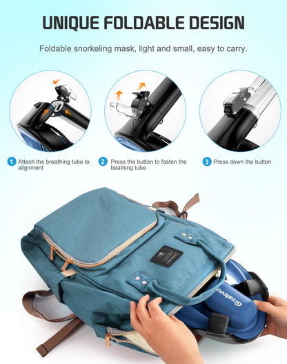 Greatever Full Face Snorkel Mask, Snorkeling Gear for Adults with Latest Dry Top Breathing System and Detachable Camera Mount, Snorkel Mask Adult, Snorkels Anti-Fog & Anti-Leak