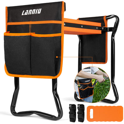 LANNIU Garden Kneeler and Seat, Foldable Garden Stool, Heavy Duty Garden Chair for Kneeling and Sitting, Gardening Gifts for Women, Grandparents, Seniors, Mom & Dad