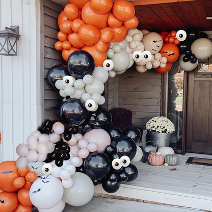 169Pcs Halloween Balloons Garland Kit for Parties - Orange Apricot Off-White Balloons Arch Kit for Baby Shower, Birthday, Halloween
