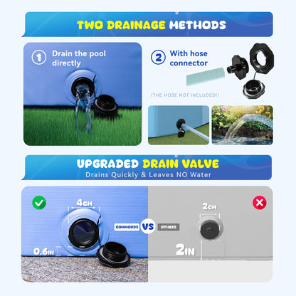 COMMOUDS Foldable Dog Pool, Collapsible Hard Plastic Dog Kiddie Swimming Pool, Portable Pet Bath Tub Wading Pools for Kids and Puppy Small Medium Large Dogs(40inch.D x 8inch.H)