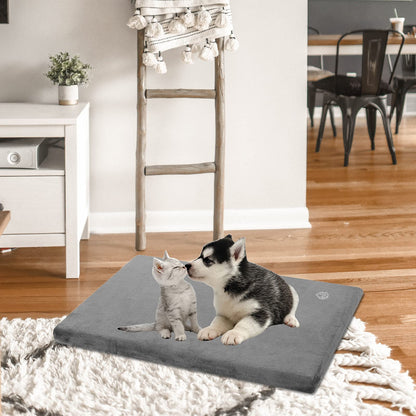 EMPSIGN Stylish Dog Bed Mat Dog Crate Pad Mattress Reversible (Cool and Warm), Water Proof Linings, Removable Machine Washable Cover, Firm Support Pet Crate Bed for Small to XX-Large Dogs, Grey