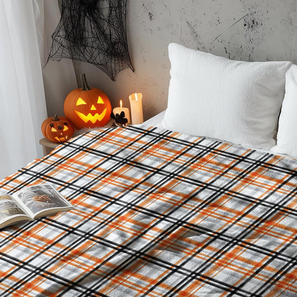 Horaldaily Halloween Flannel Blanket Throw, Orange Buffalo Plaid Soft Fuzzy Plush Cozy Fleece Blankets for Couch Sofa Bed Lounging, Ideal Gifts for Kids Adults Wife Self, 50x60