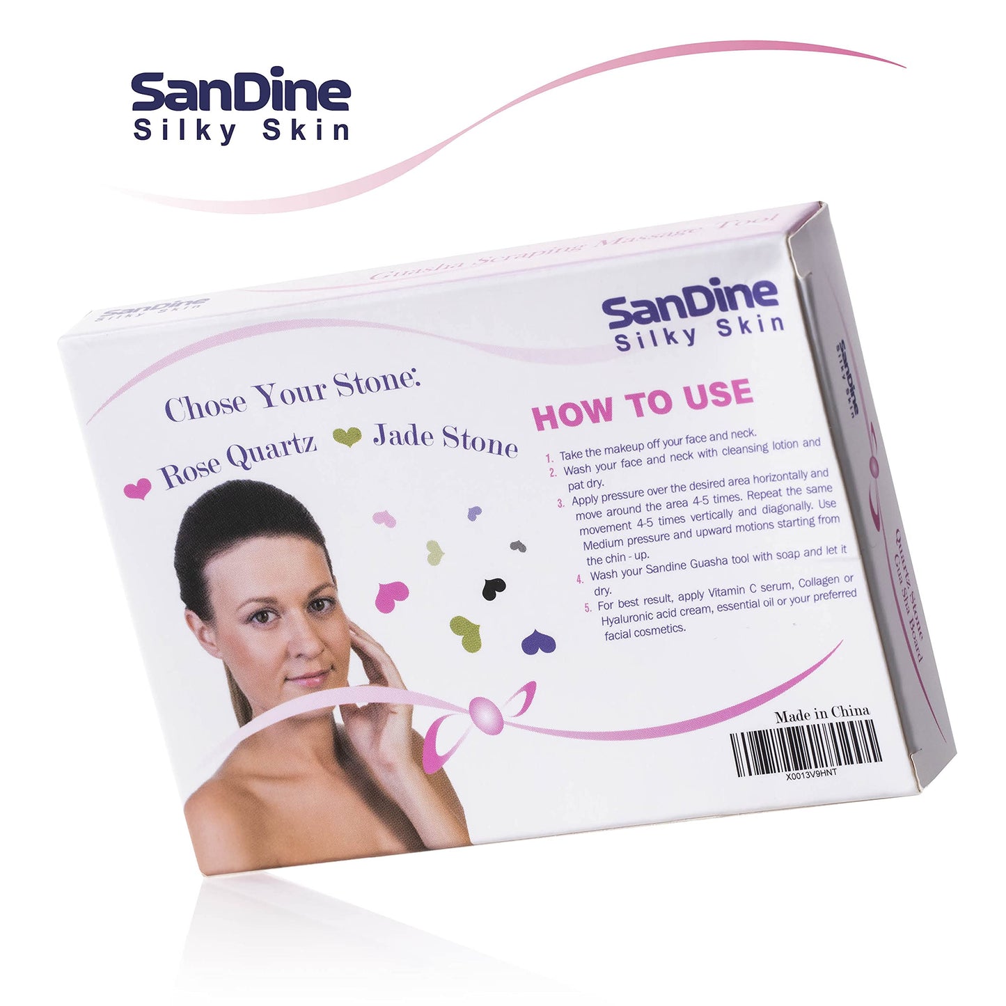 Guasha Scraping Massage Tool – Jade Gua Sha Board - Traditional Scraper Tool for Anti-Aging - Natural Stone Aventurine Guasha - For Silky Smooth and Beautiful Skin - By Sandine