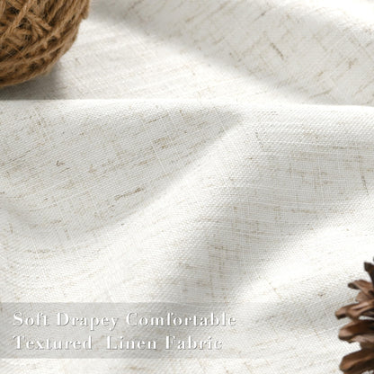 Joywell Cream Linen 100% Blackout Curtains 84 Inch Long, Rod Pocket/Back Tab/Hook Belt/Clip Rings,Thermal Insulated Drapes for Bedroom Living Room Ivory with Hooks(2 Panels,52 x 84,Natural Beige)