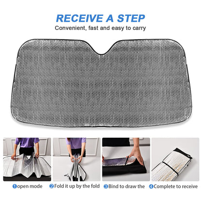 Funny Skull Car Windshield Sunshade - Skeleton Car Shade Skull Sun Shade Black Blocks UV Rays Visor Protector Accordion Folding Sun Reflector Auto Sunshade for Truck SUV to Keep Your Vehicle Cool