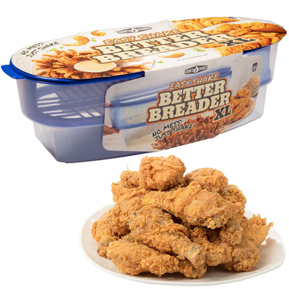 Cook's Choice XL Original Better Breader Batter Bowl- All-in-One Mess Free Breading Station Tool- Great for Parties - Pour in Seasoning, Add Meat or Vegetables of Choice, & Just Shake- Made in the USA