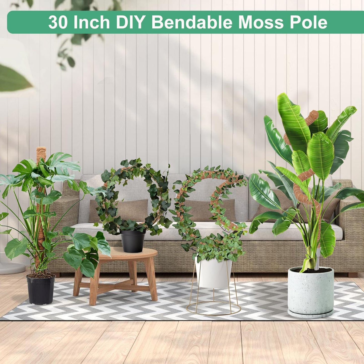 3 Pack Moss Pole, 30 Inch Monstera Plant Support， Moss Poles for Climbing Plants Indoor DIY, Coco Coir Plant Pole Moss Plant Stick Support Stake Kit for Potted Plants, Pothos, Philodendron