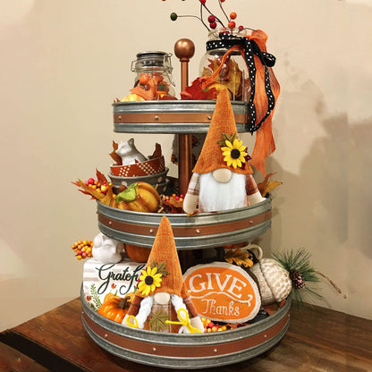 Godeufe Set of 2 Fall Gnomes Plush Autumn Decorations Harvest Handmade Elf Dwarf Figurines for Home Kitchen Farmhouse Tiered Tray Holiday Festival Party Scandinavian Tomte