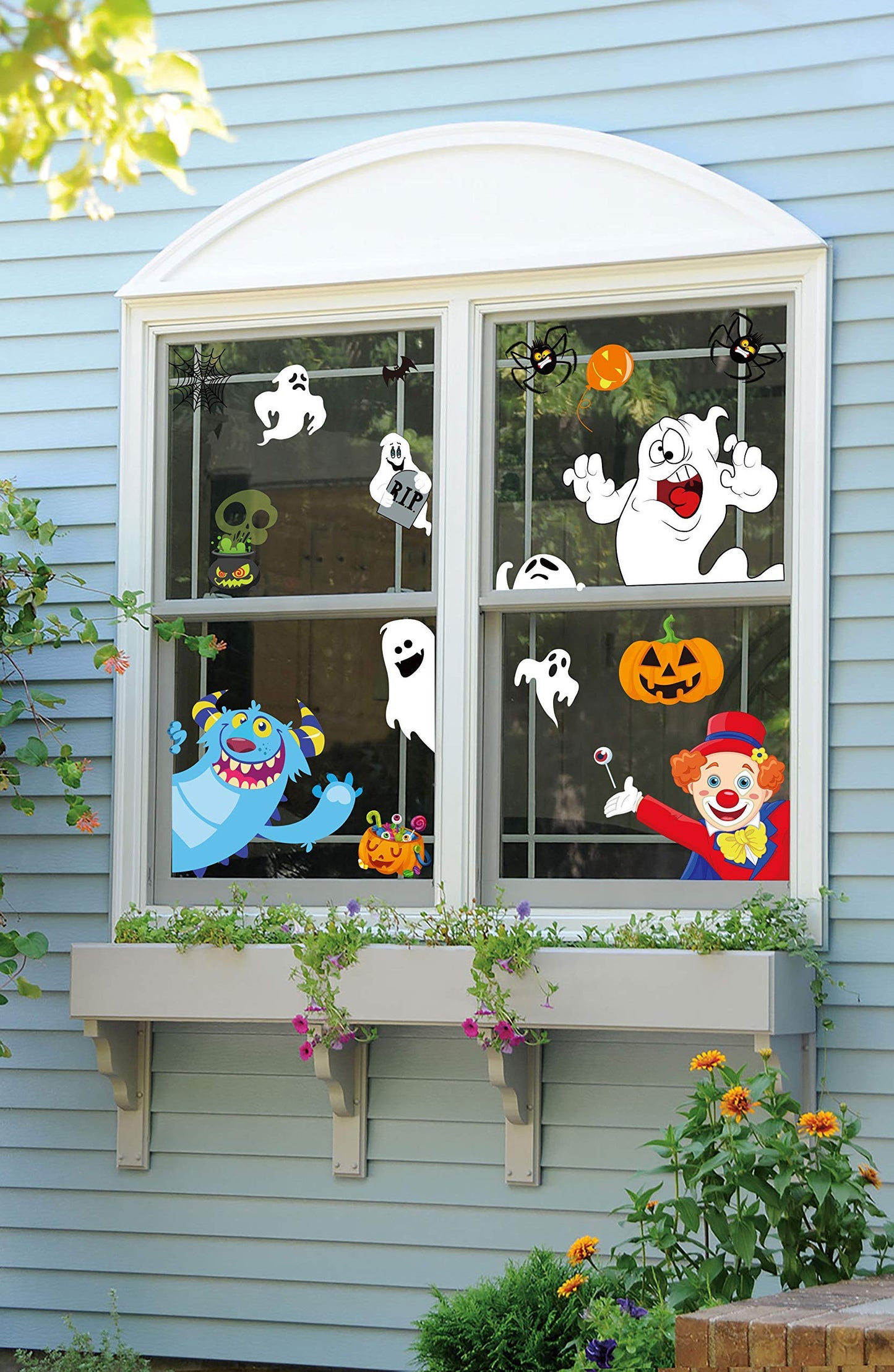 625PCS Halloween Decorations Window Clings - Hallowmas Ghost Spider Bat Pumpkin Monster Peeking Decals Party Supplies Decor