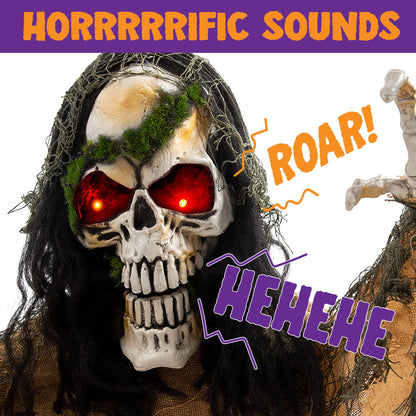 JOYIN Halloween Decoration Outdoor Animated Zombie Groundbreaker, Light-up Skeleton Zombie Groundbreaker Prop with Creepy Sound for Halloween Outside Decoration, Lawn, Yard, Patio, Haunted House Decor