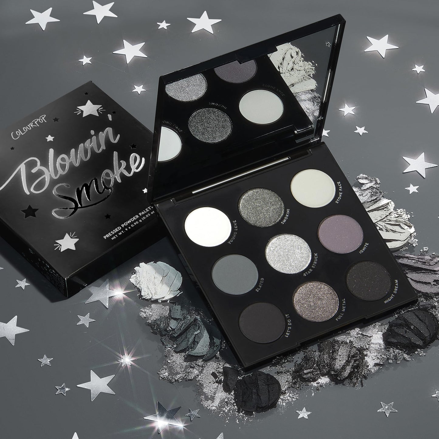 ColourPop Blowin' Smoke Eyeshadow Palette - Silver & Smokey Eye Eyeshadow Palette with Metallic & Matte Finishes - High-Pigment Eye Makeup with Long-Wearing Formula (0.3 oz)