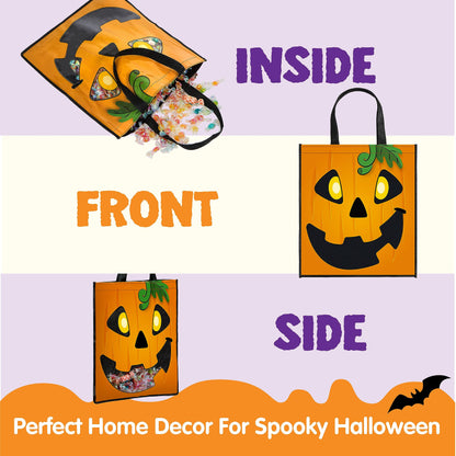 JOYIN 3 PCS Halloween Large Tote See-through Bags, 22.5” x 13.4” Halloween Goodie Candy Bags for Kids Trick or Treating, Grocery Shopping Gifts Tote with Handles, Classroom Party Favor Supplies