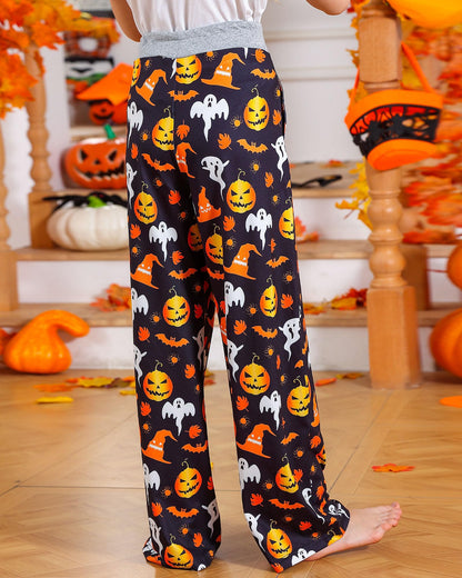 Halloween Pajama Pants Kids Pumpkin Bottoms 9-10 Years Loose Sleepwear Pyjamas For Girls Party Ugly Trouser All Hallow's Day Pajamas Size 10