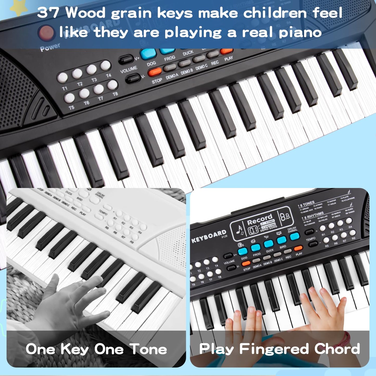 37 Key Upgrade Piano Keyboard for Kids Musical Toys Ages 3-5 Beginners Keyboard Piano with Microphone for 3 4 5 6 Year Old Boys Girls Gifts