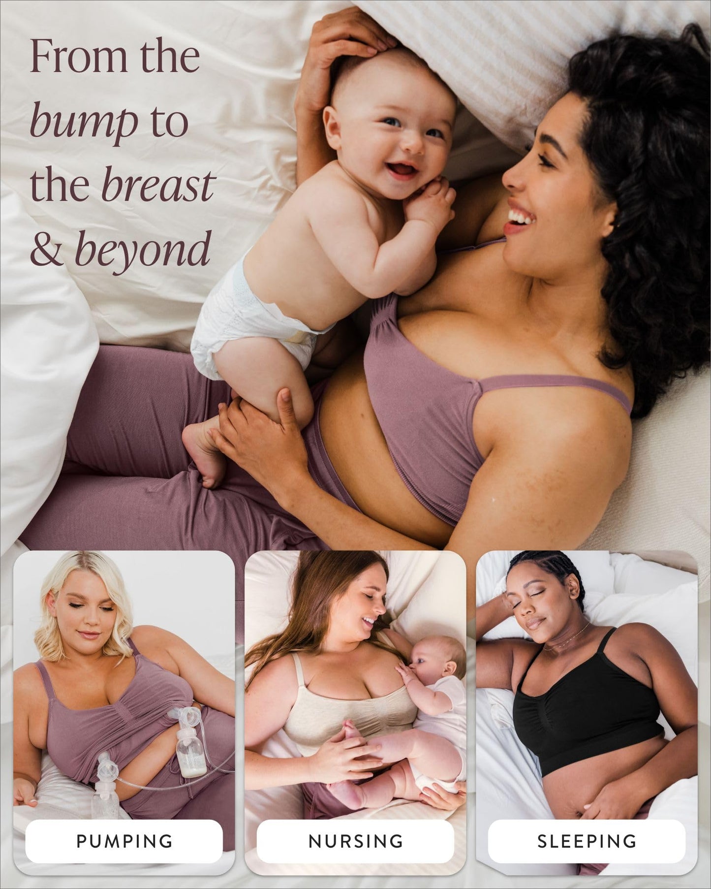 Kindred Bravely Sublime Wireless Comfort Sleep Pumping Bra | Seamless Hands-Free Pumping & Nursing Bra (Oatmeal Heather, Large)