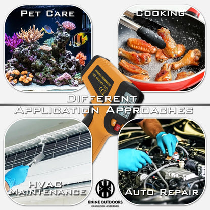 KNINE OUTDOORS Infrared Thermometer Laser Temperature Gun, -58℉ to 1112℉, Single Laser Targeting, Distance to Spot Ratio 12:1, for Cooking, Oven and Meat (Orange)