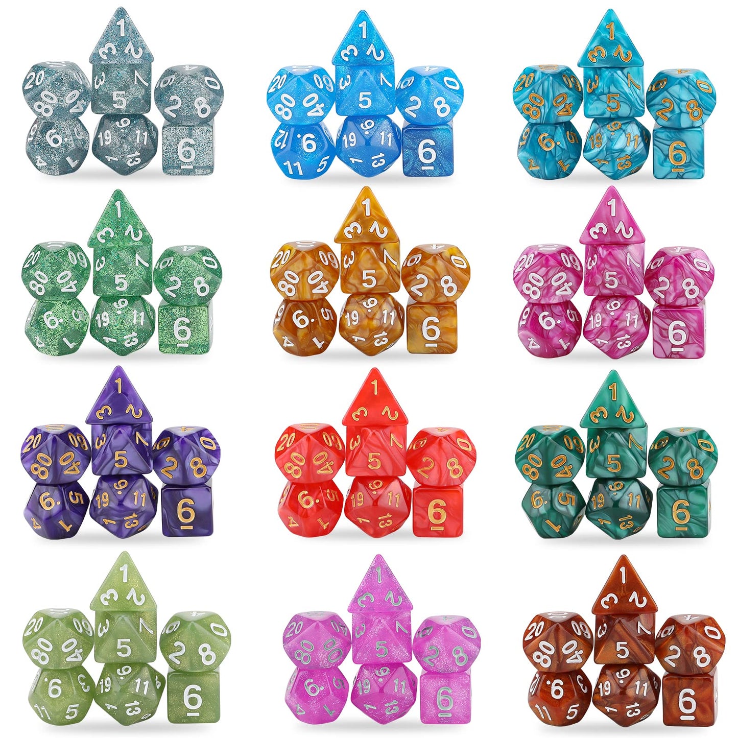 DND Dice Set, 25 X 7 Polyhedral Dice (175 Pieces) for Dungeons and Dragons DND RPG MTG Table Game D4 D6 D8 D10 D12 D20 25 Colors Dice with 1 Large Flannel Bag