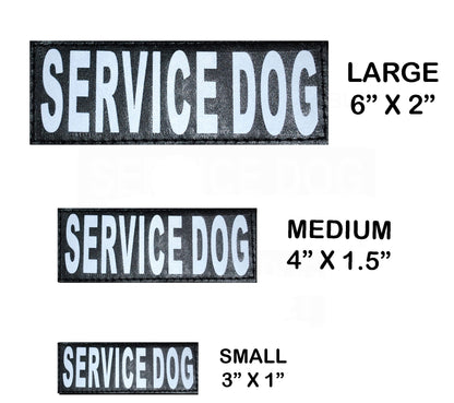 Doggie Stylz Set of 2 Reflective Service Dog Removable Patches with Hook Backing for Working Dog Harnesses & Vests. Durable and Interchangeable - (Large 6" X 2")