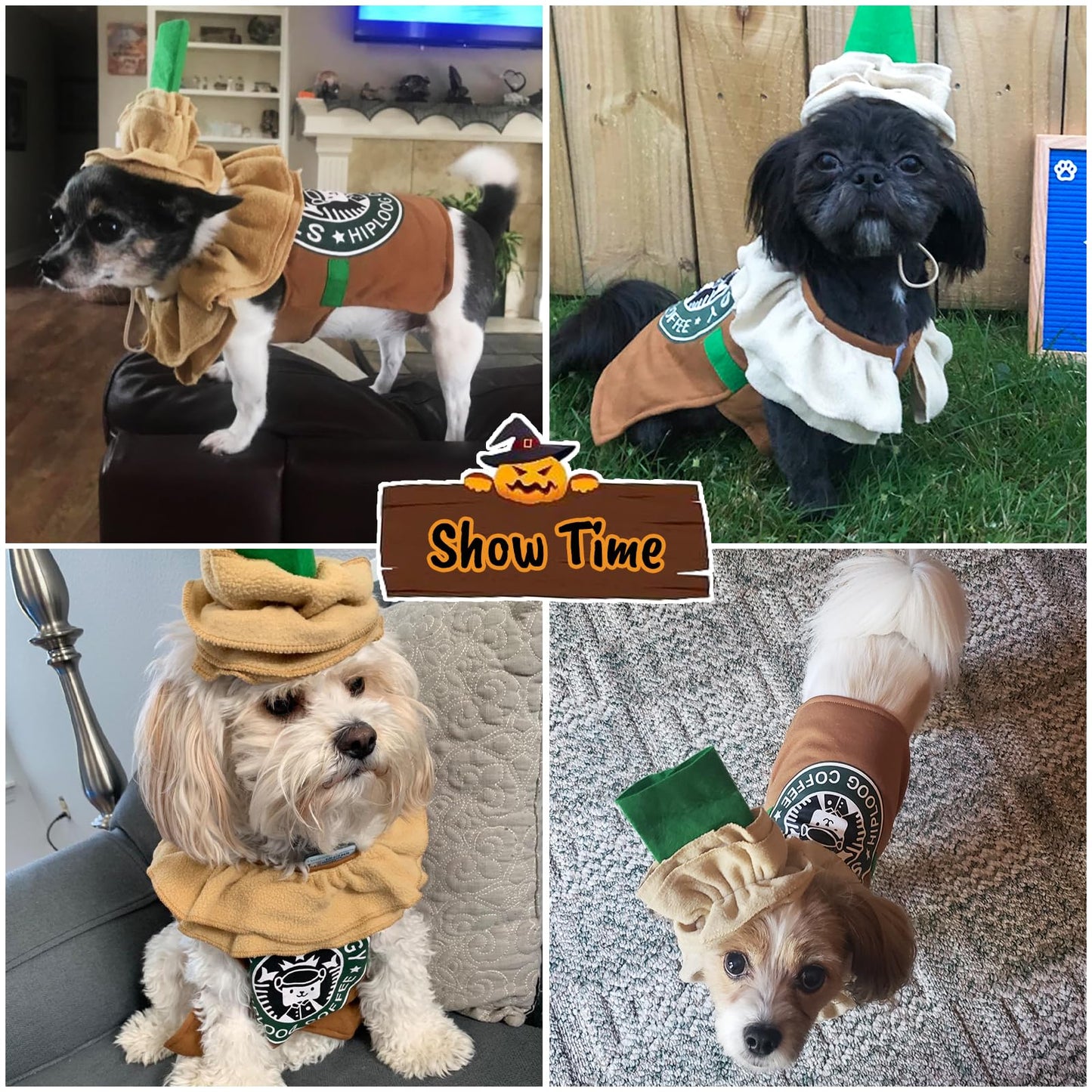 Dog Halloween Costumes Latte Coffee for Small Medium Dogs Cats, Puppy Dog Costume Pet Clothes Outfit for Christmas Party Special Events Photo Props Dress up Accessories Parade Halloween Decorations