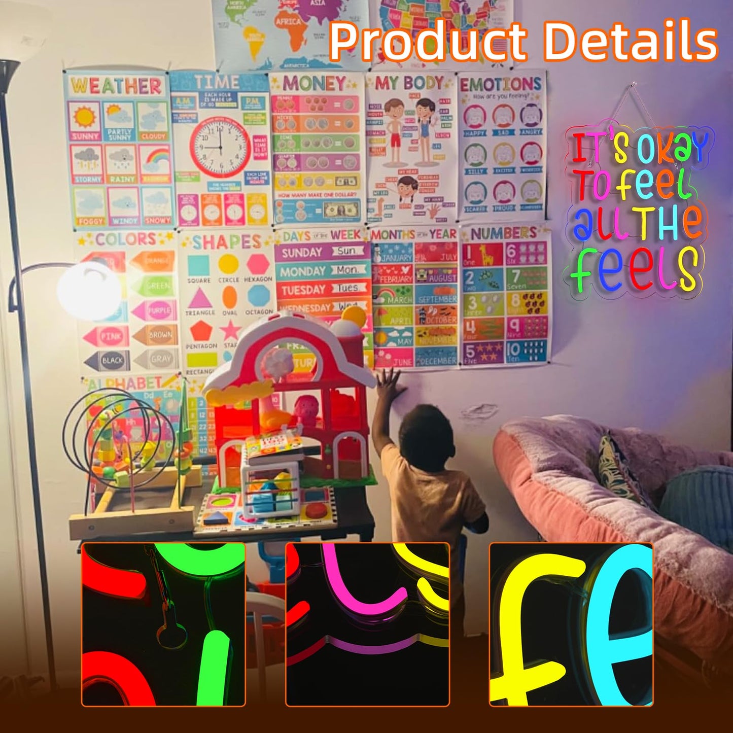 This Must Be The Place Neon Sign Warm White Letter Led Signs for Wall Decor Usb Word Light Up Signs for Bedroom Salon Man Cave Beer Home Bar Wedding Birthday Party Decor Gifts