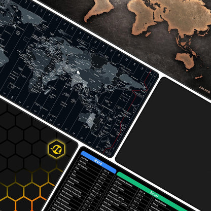 JIALONG Large Gaming Mouse Pad Desk Mat Extended Mousepad with Non-Slip Keyboard Pad for Laptop, Computer and PC - 35.4 x 15.7 inches Black World Map