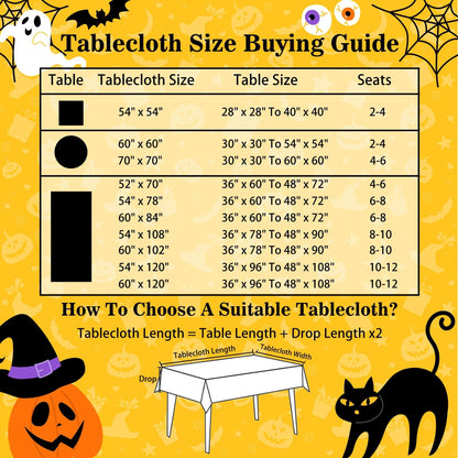 Hexagram Halloween Tablecloth Rectangle Pumpkin Tablecloths 60 x 84 inches Castle Ghost Table Cloth
