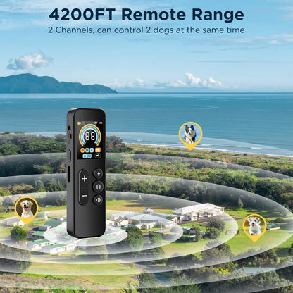 2 in 1 Dog Shock Collar & Dog Bark Collar, 4200 FT Dog Training Collar with Remote,3 Training Modes & Light for Night Walks,IP67 Waterproof Smart Anti Barking E-Collar with Adjustable Sensitivity