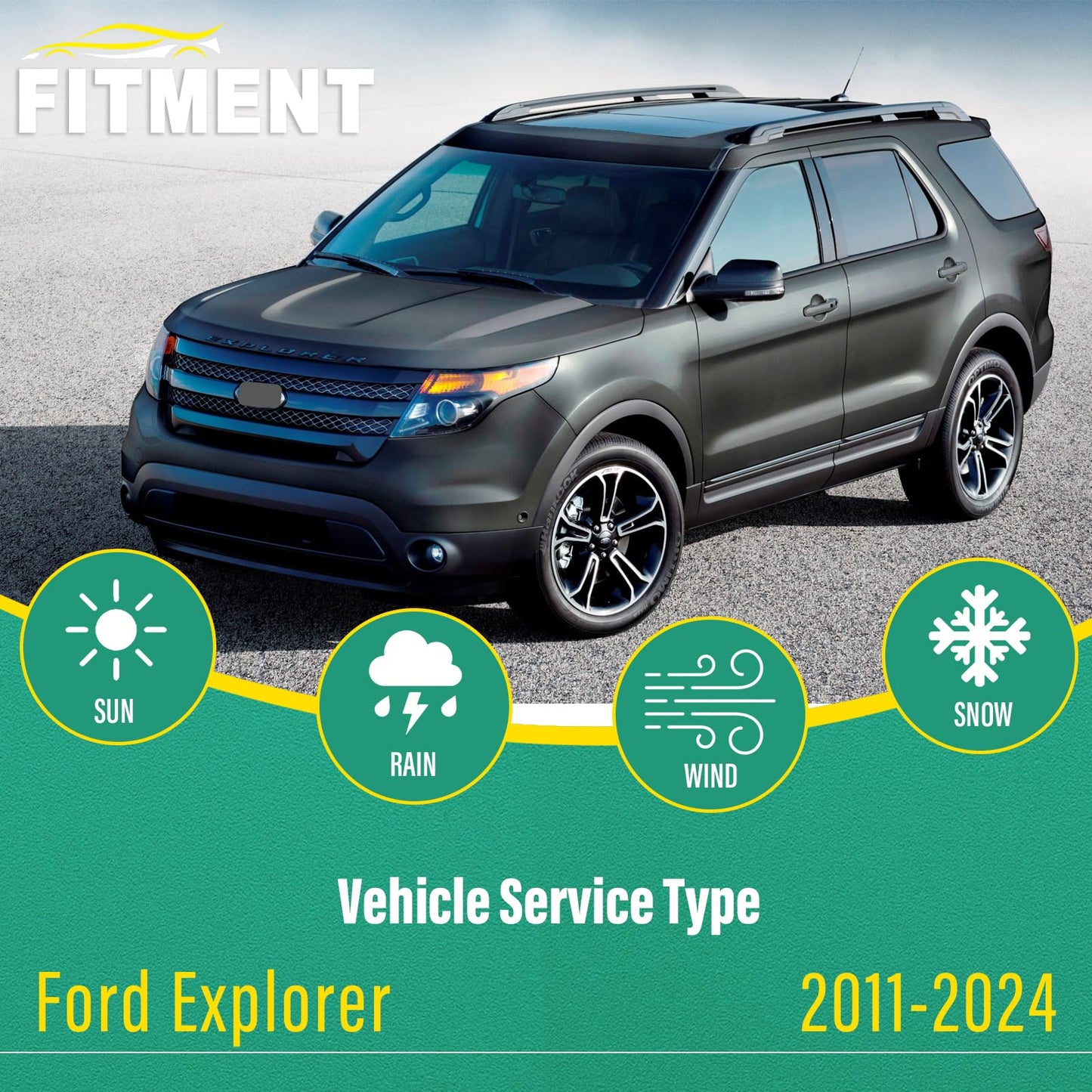 26" 22" 11" Windshield Wiper Blades Replacement for Ford Explorer 2011 2012 2013 2014 2015 2016 2017 2018 2019 2020 2021 2022 2023 2024 OEM Premium All Weather Front Rear Wipers Set (Pack of 3)