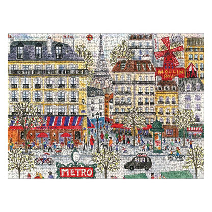 Galison Michael Storrings Paris Puzzle, 1,000 Pieces, 20”x27” – Fun and Challenging – Piece Together a Charming Paris Scene Complete with The Metro, Cafes, Shops, and The Iconic Eiffel Tower, 1000