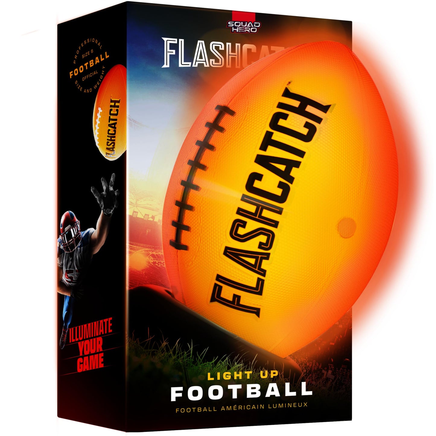 FlashCatch Light Up Football - Glow in The Dark Ball - NO 6 - Boys Gifts - Outdoor Sports, Birthday Gifts for Boys 8-15+ Year Old - Kids Teenage Youth Gift Ideas - Boy Toys Ages 8 9 10 11 12 13 14 15