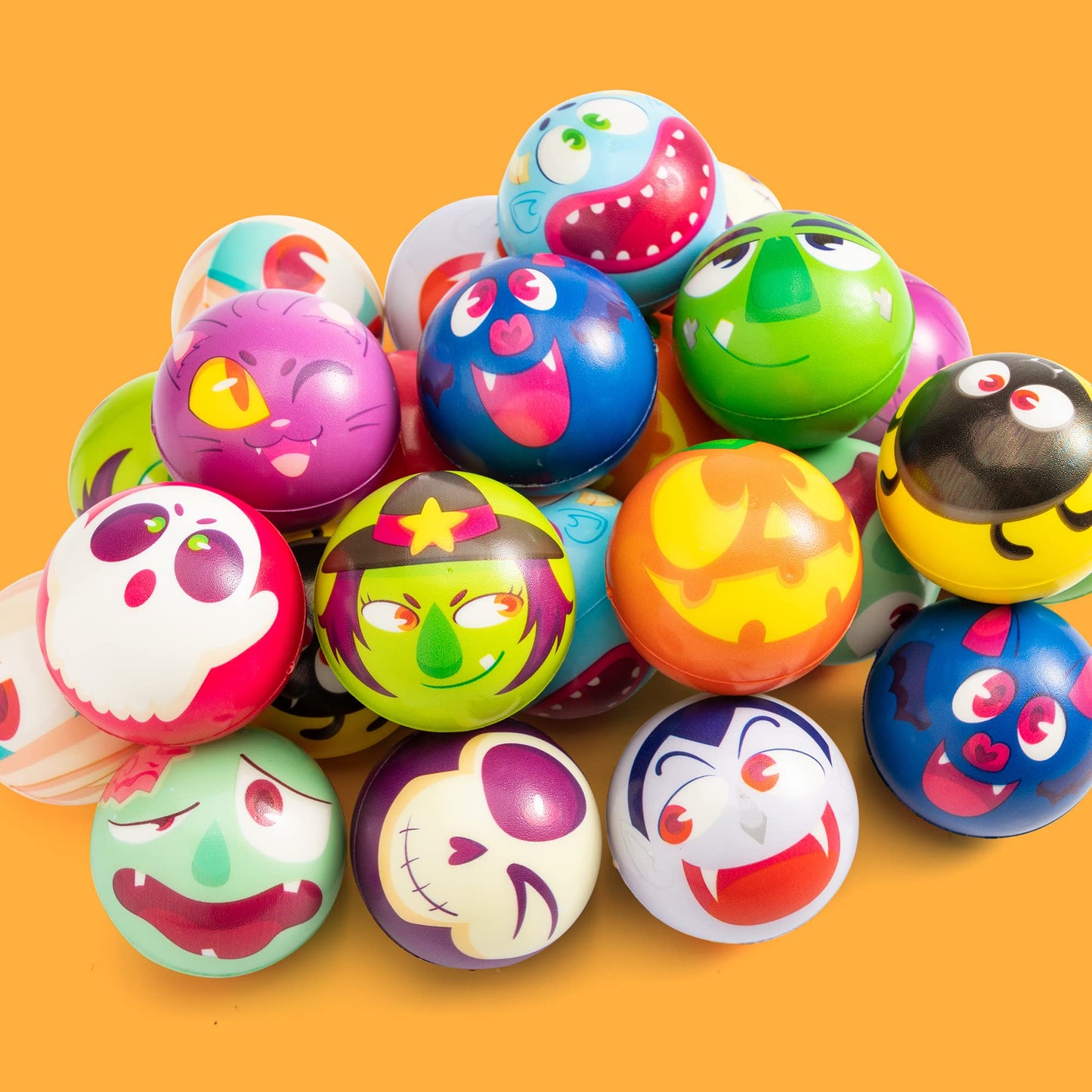 JOYIN 24 PCS Halloween Stress Balls Halloween Novelty Toys Balls for Halloween Squishy Toys Slow Release, Halloween Party Favors, Decoration Supplies, Party Bag Fillers