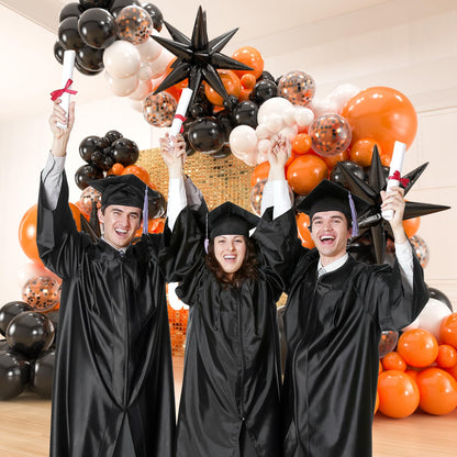141pcs latex balloons with 3pcs Foil Balloons for Birthday Graduation Disco 2024 Prom Party Decorations… (Orange Black White)