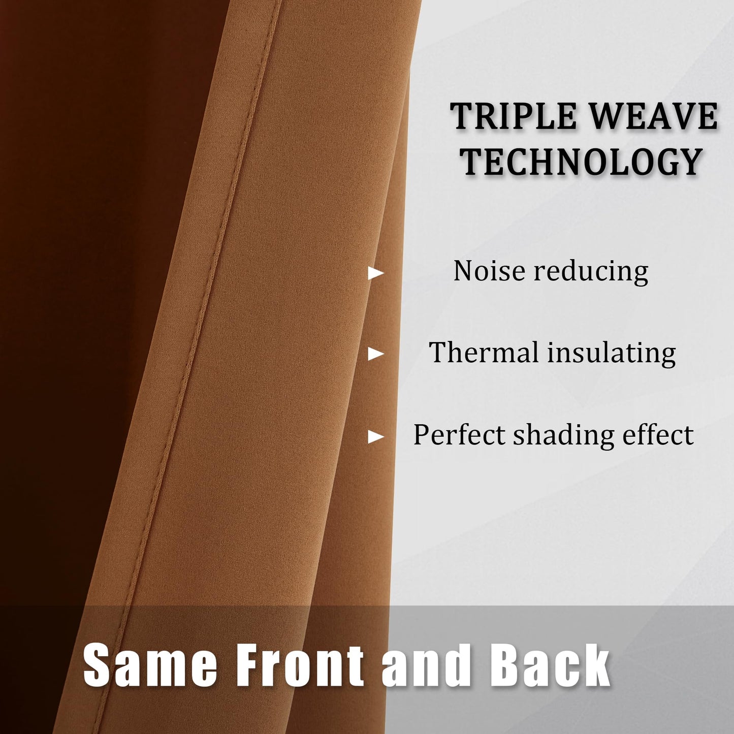 DUALIFE Blackout Curtains 90 Inches Long Sleek Narrow Curtains for Small Window Laundry Office Fall Luxury Decor Doorway Curtain Panels(2 Panels, Dark Oak Golden Brown, W34 x L90)