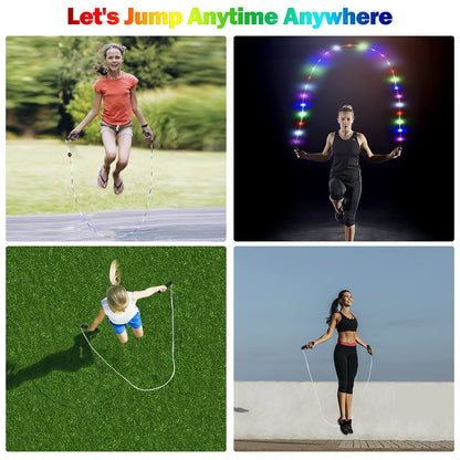 LED Jump Rope with Lights, USB Rechargeable Light Up Jumping Rope for Men Women Multi-color Glowing Skipping Rope for Light Show, 9 Ft -Adjustable