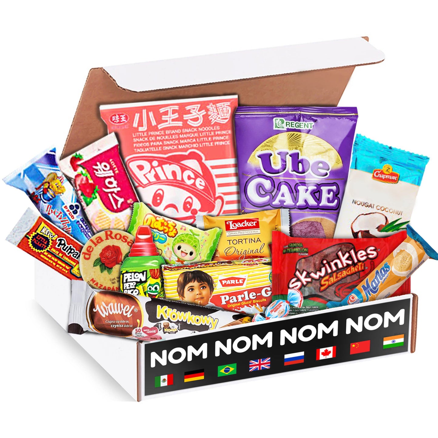 Elite World Snack Sampler Box - 30+ Foreign snacks and global candies - Huge Assortment of Asian Snacks, European Treats, Central American Candy and more - Gift Care Package