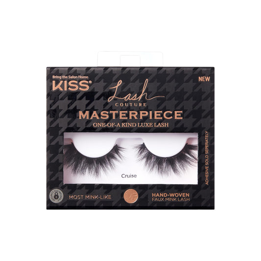 KISS Lash Couture Masterpiece Hand-Woven Faux Mink False Eyelashes, Style ‘Cruise’, 12mm, Easy to Apply, Reusable, Vegan, Cruelty Free, 1 Pair Strip Lashes
