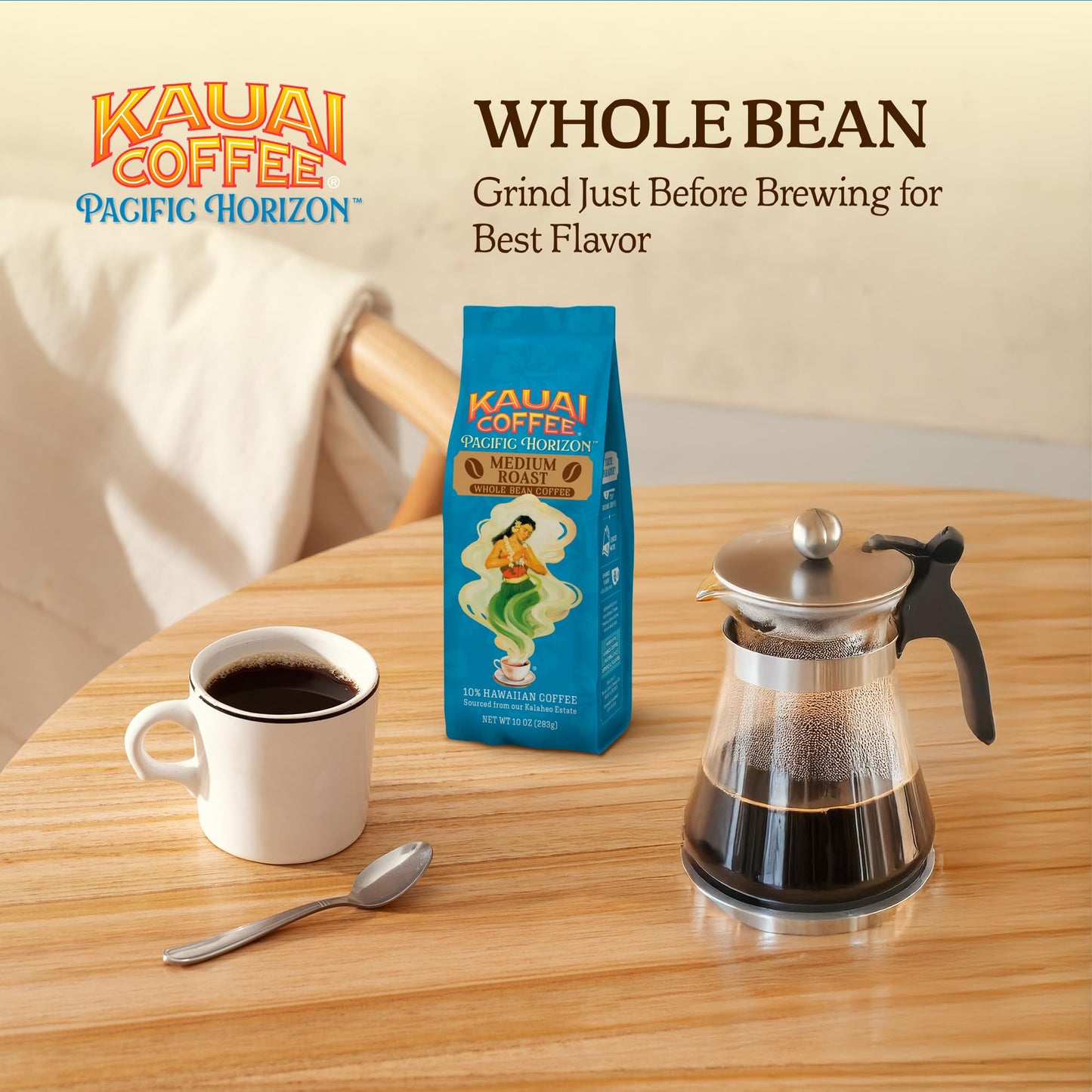Kauai Coffee Koloa Estate Medium Roast - Whole Bean Coffee, 10 oz Package