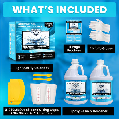 Epoxy Resin Art Resin Crystal Clear Formula- The Artist's Resin for Coating, Casting, Resin Art, Geodes, Tabletop, Bar Top, Live Edge Tables, River Tables- Non-Toxic -1 Gallon Kit